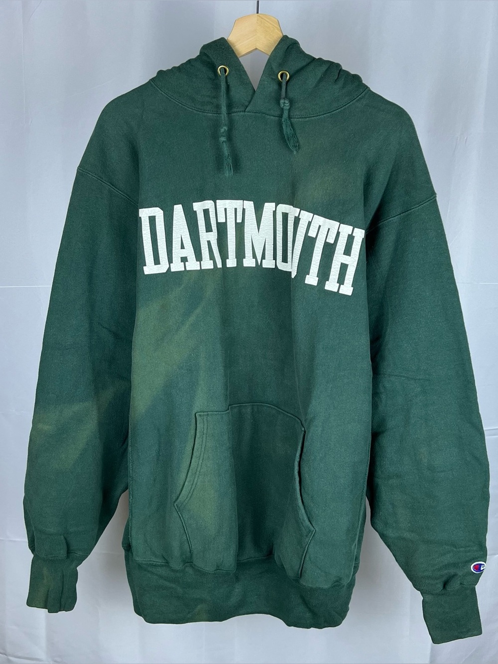 Vintage 90s Dartmouth College Green Hoodie Champion Reverse Weave Faded Size XXL